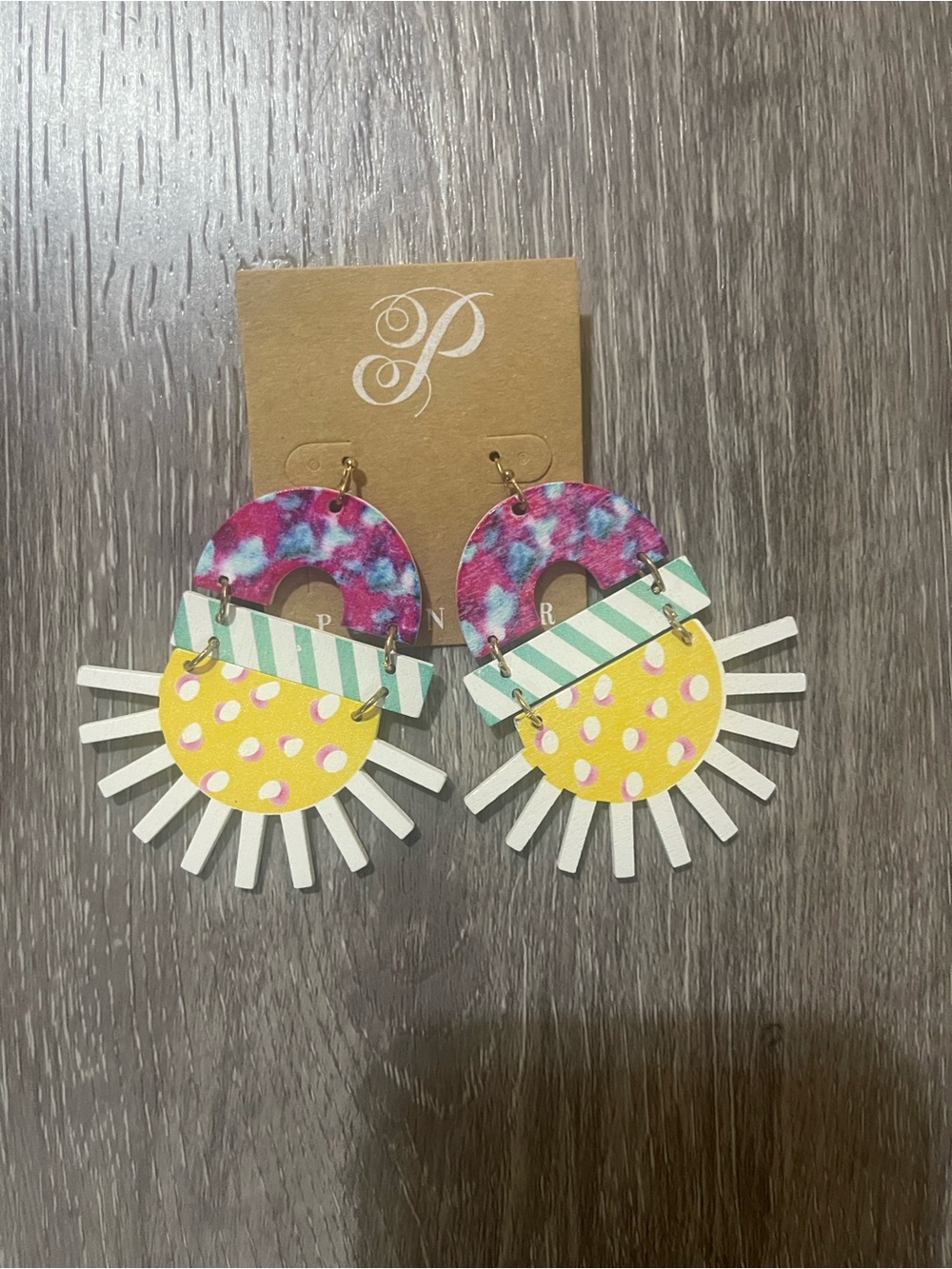 Plunder Pink, Yellow & Teal Layered Sunburst Statement Earrings